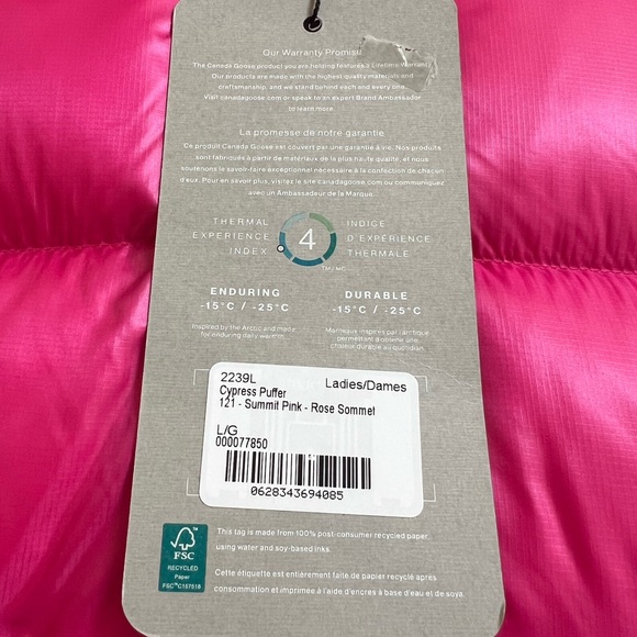 NWT Canada Goose Vibrant Pink Puffer Jacket L - Picture 11 of 11